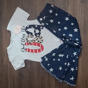 Girls size 5 XL God Bless the USA outfit flare jeans t shirt NWT Marie Nicole